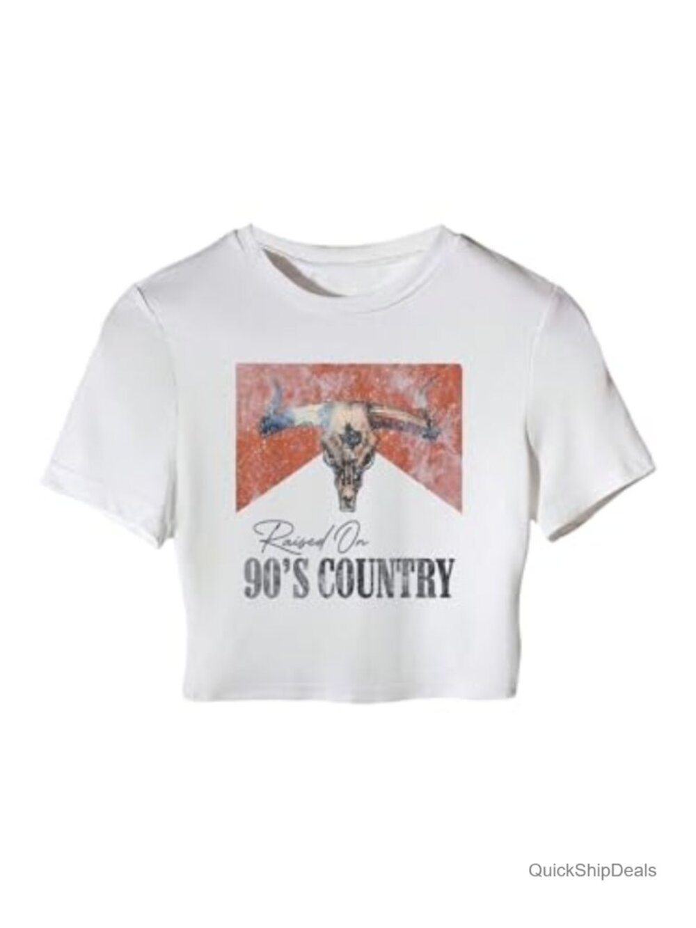 Cow Print Crop Top Short Sleeve Western Concert Tee